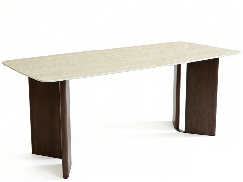 Almira Table - Walnut & Travertine