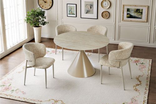 Casa Cappucino Round Table - Cappuccino & Travertine